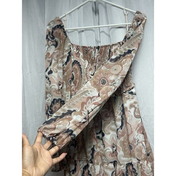 Aritzia wilfred women Sm tempest smocked babydoll mini dress Artsey Floral boho - Picture 4 of 9